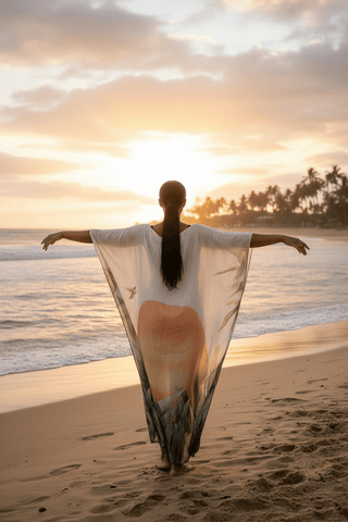 Cream Tiger Kaftan- resort wear