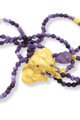 Amethyst & Gold Elephant Rosary – handcrafted Italian jewellery by Amanda Marcucci, Florence.