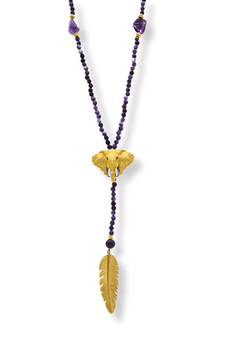 Amethyst & Gold Elephant Rosary – handcrafted Italian jewellery by Amanda Marcucci, Florence.