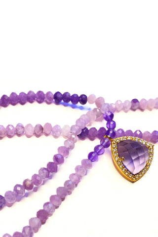 Amethyst Necklace with Triangle Pendant – handcrafted Italian jewellery by Amanda Marcucci, Florence.