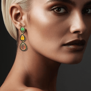 BUFFALO Swarovski 3 Drop Crystal Earrings – handcrafted Italian jewellery by Amanda Marcucci, Florence.