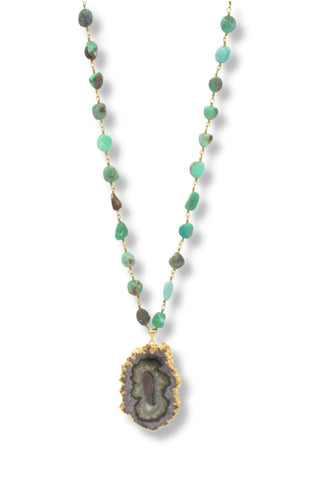 Chrysoprase and Stalactite Necklace – handcrafted Italian jewellery by Amanda Marcucci, Florence.