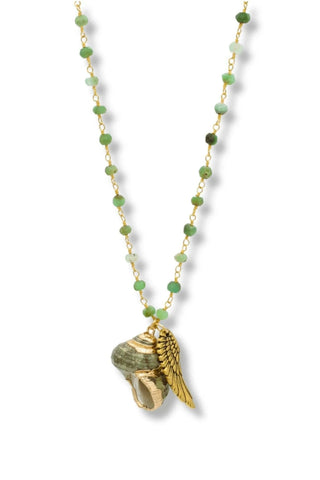 Chrysoprase Shell Necklace – handcrafted Italian jewellery by Amanda Marcucci, Florence.