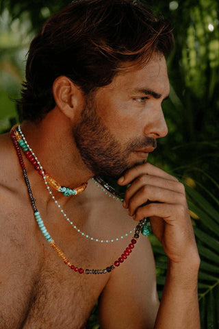 Colorburst Gemstone Beaded Necklace with Gold Toggle Clasp – handcrafted Italian jewellery by Amanda Marcucci, Florence.