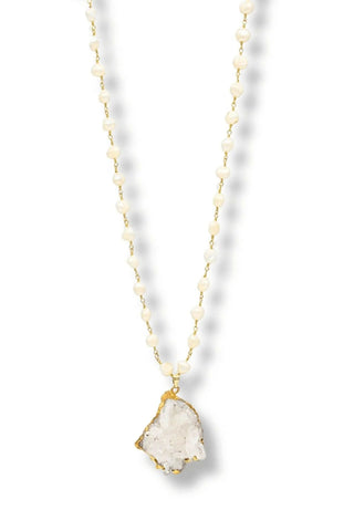 Crystal Quartz & Gold Pearl Chain – handcrafted Italian jewellery by Amanda Marcucci, Florence.