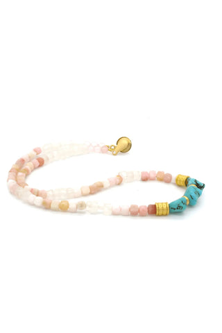 Pink Opal Necklace with Turquoise – handcrafted Italian jewellery by Amanda Marcucci, Florence.
