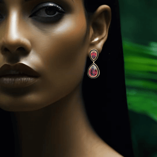 Red Swarovski 2 Drop Crystal Earrings – handcrafted Italian jewellery by Amanda Marcucci, Florence.