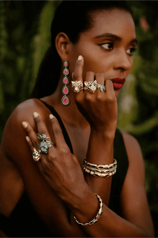 Red Swarovski 5 Drop Earrings – handcrafted Italian jewellery by Amanda Marcucci, Florence.