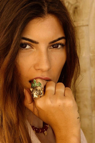 Ruby Eye Tiger Ring – handcrafted Italian jewellery by Amanda Marcucci, Florence.