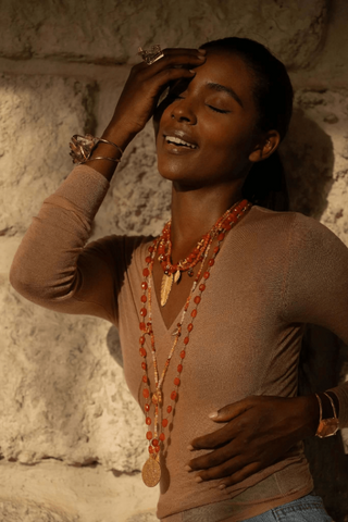 Sunstone and Citrine Necklace – handcrafted Italian jewellery by Amanda Marcucci, Florence.