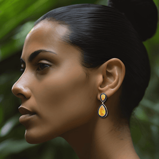 Yellow Swarovski 2 Drop Crystal Earrings – handcrafted Italian jewellery by Amanda Marcucci, Florence.